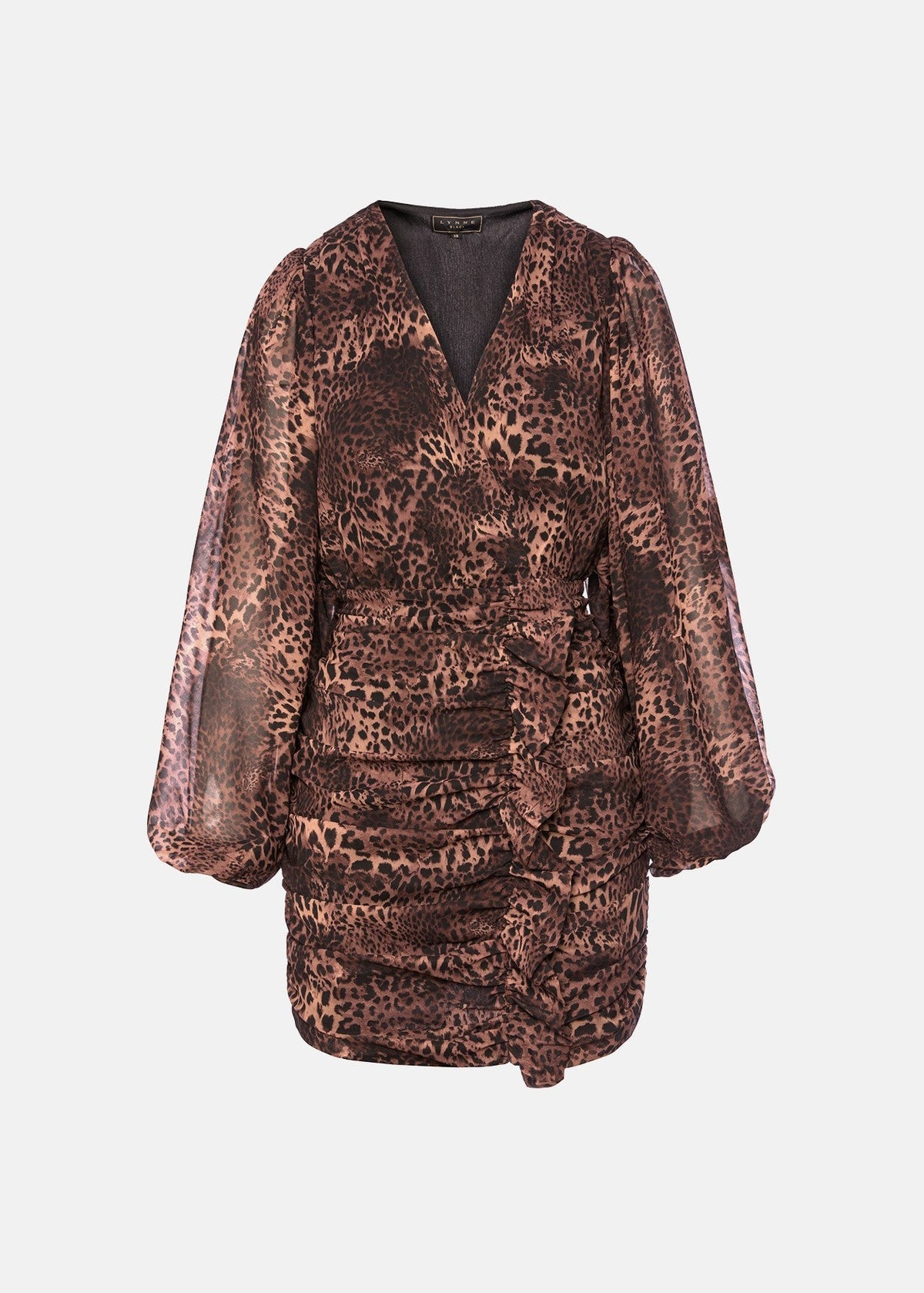 Μίνι λέοπαρ φόρεμα με σούρες