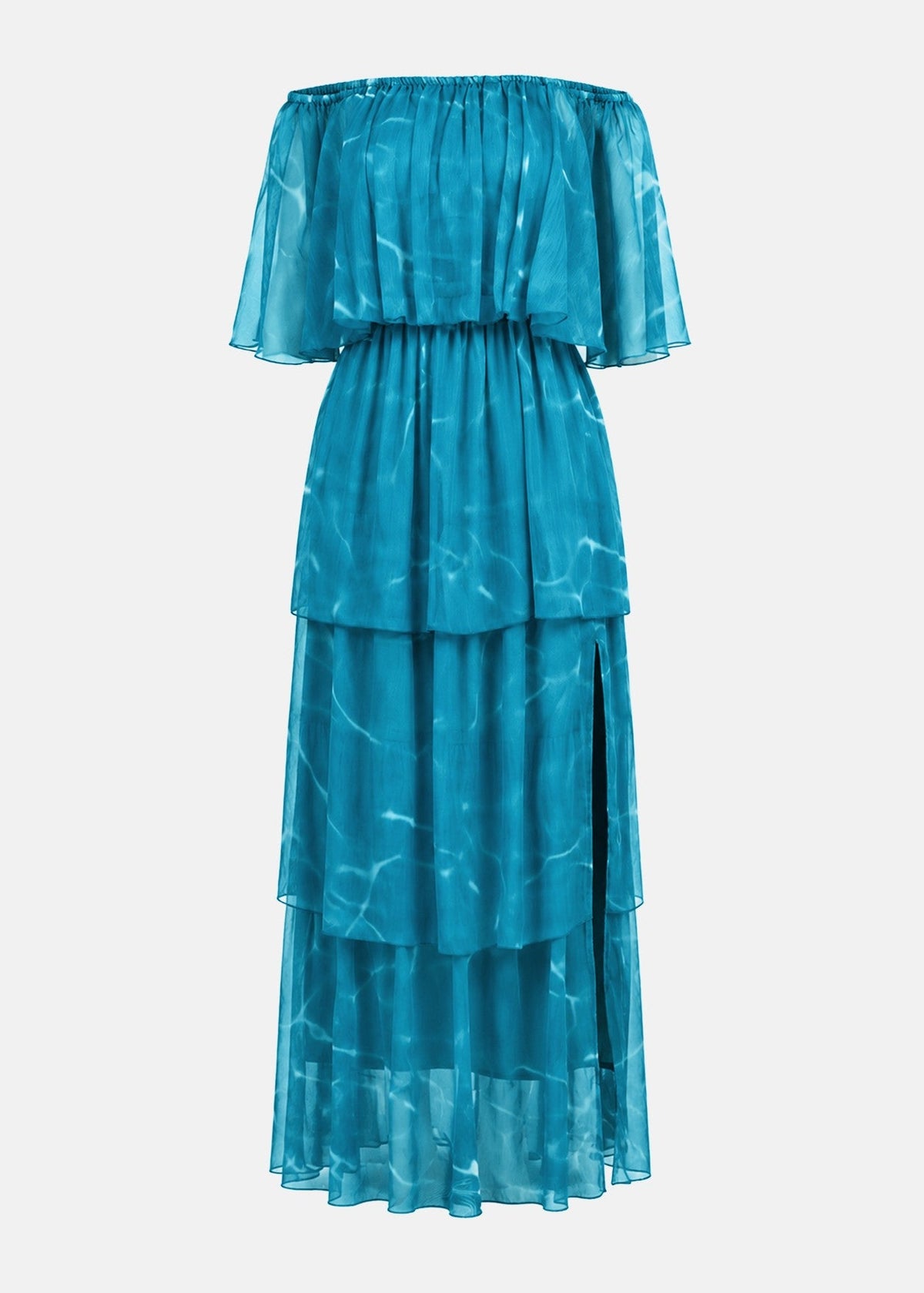 Μάξι off shoulder φόρεμα με βολάν